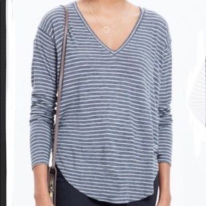Madewell Anthem Gray/ White Striped Top, size M